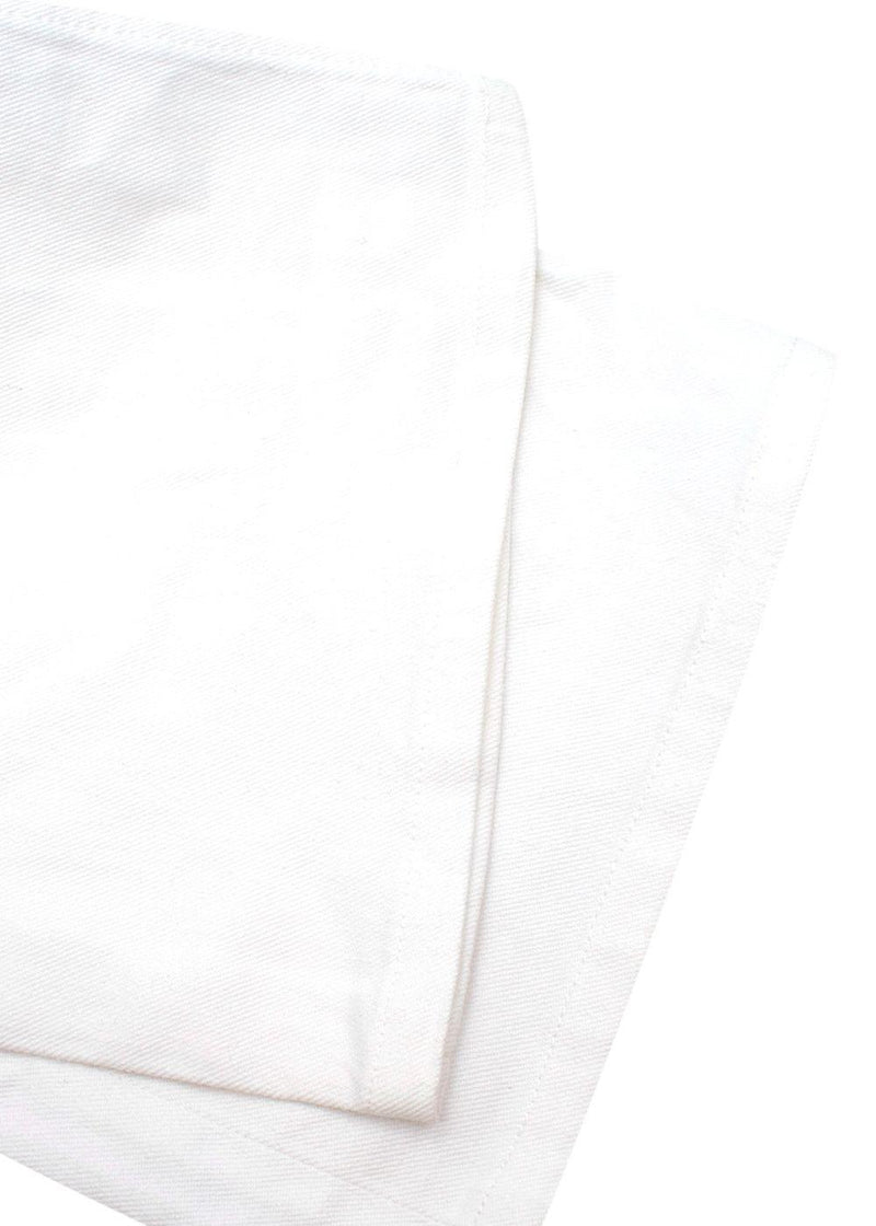 Quilted Pocket Detail White Cotton Jeans