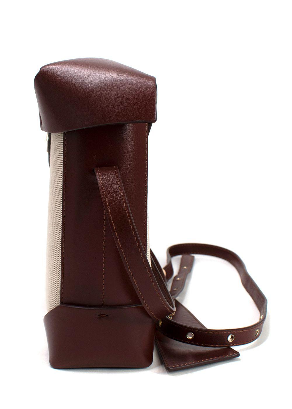 Manu Atelier Chocolate Brown Leather and Canvas Mini Pristine Crossbody Bag