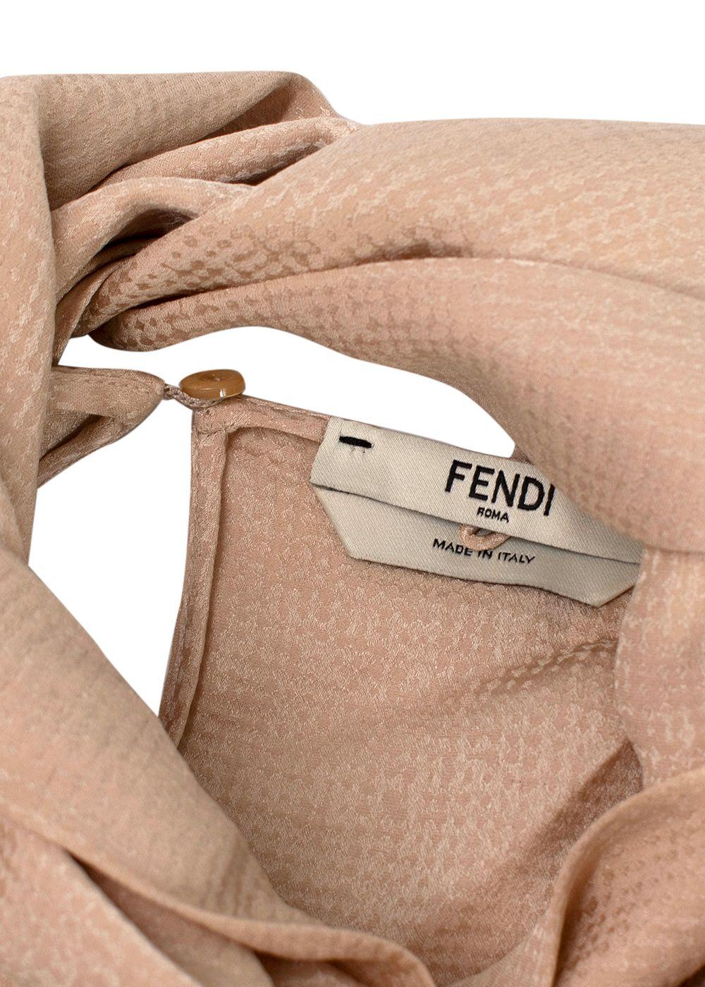 Fendi Golden Beige Blouse with Neck Tie