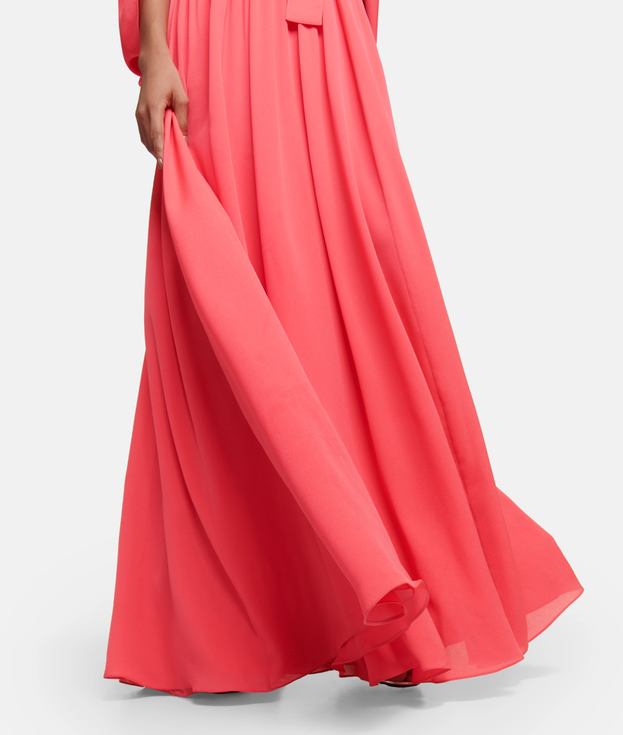 Elie Saab Pleated Silk Chiffon Gown