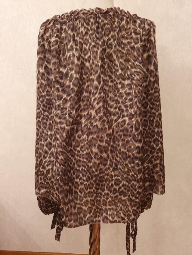 Zimmermann Leopard Print Oversize Balloon Sleeve Top
