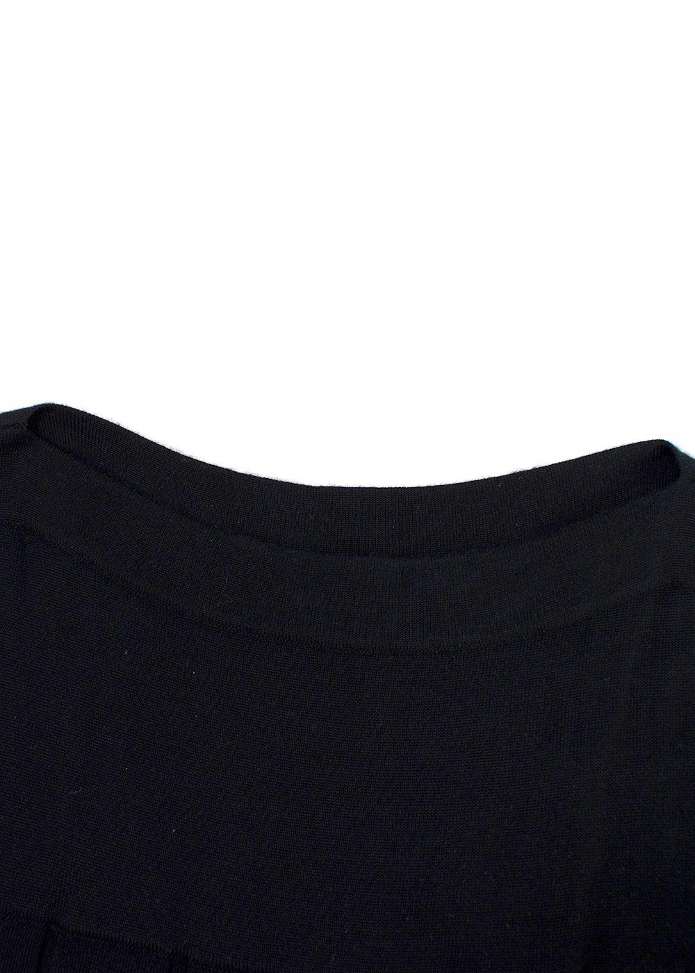 Hermes Black Cashmere Knit Pleated Dress
