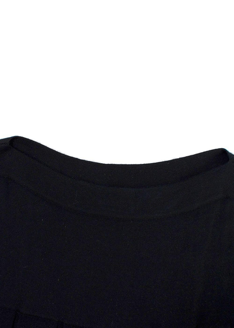 Hermes Black Cashmere Knit Pleated Dress