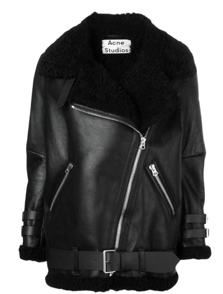 Black Velocite Shearling Jacket.
