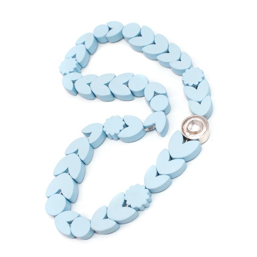 Bottega Veneta Pastel Blue Crystal Embellished Necklace