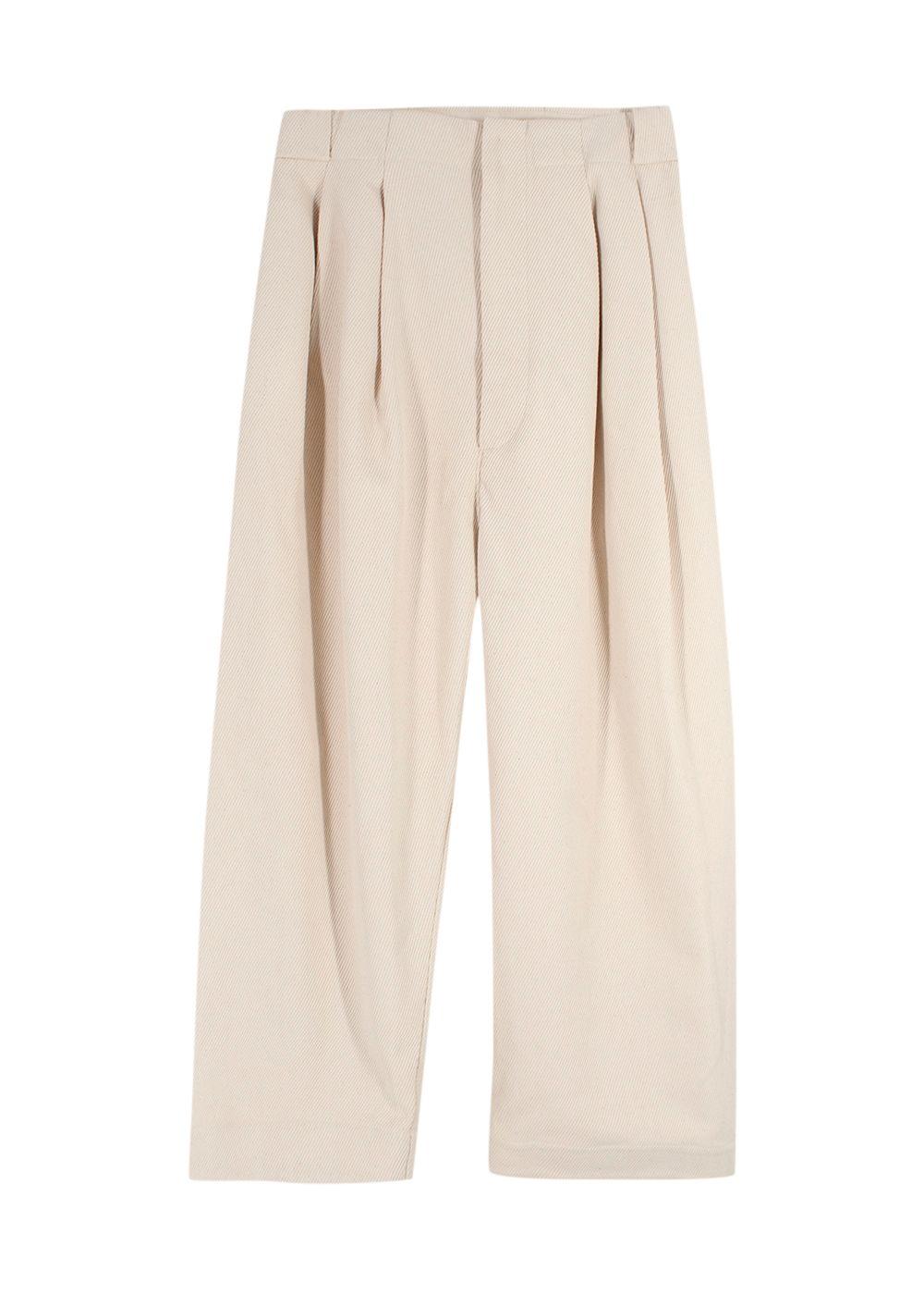 Lauren Manoogian Cream Ribbed Single Breasted Blazer and Trouser Suit