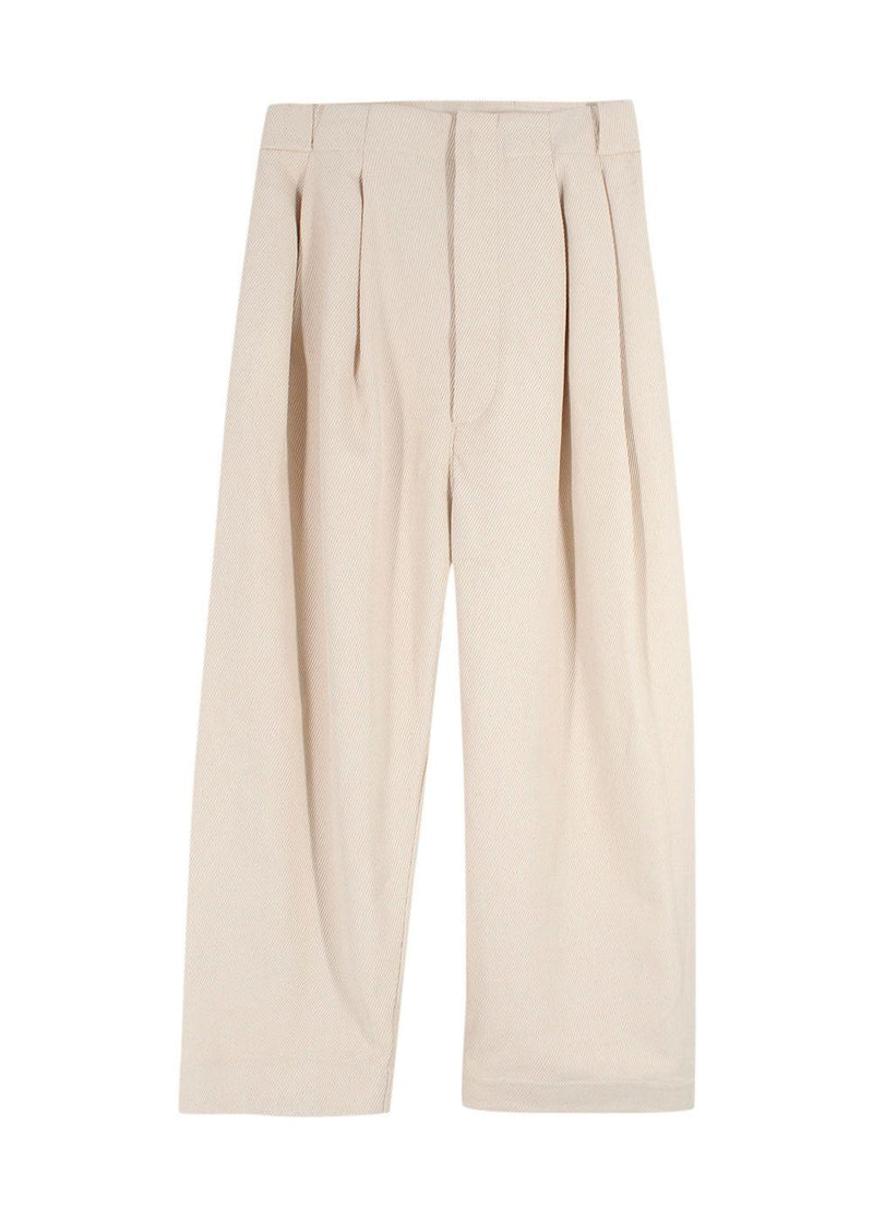 Lauren Manoogian Cream Ribbed Single Breasted Blazer and Trouser Suit