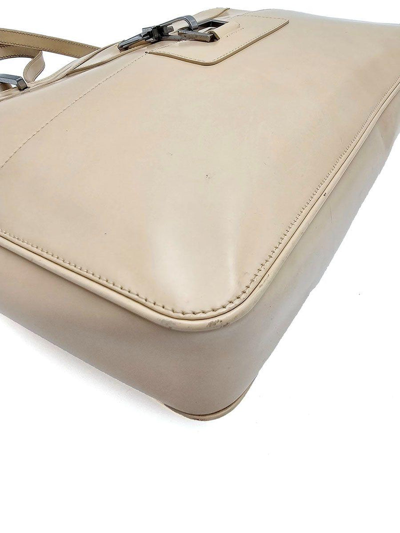 Vintage Jackie Beige Patent Leather Shoulder Bag