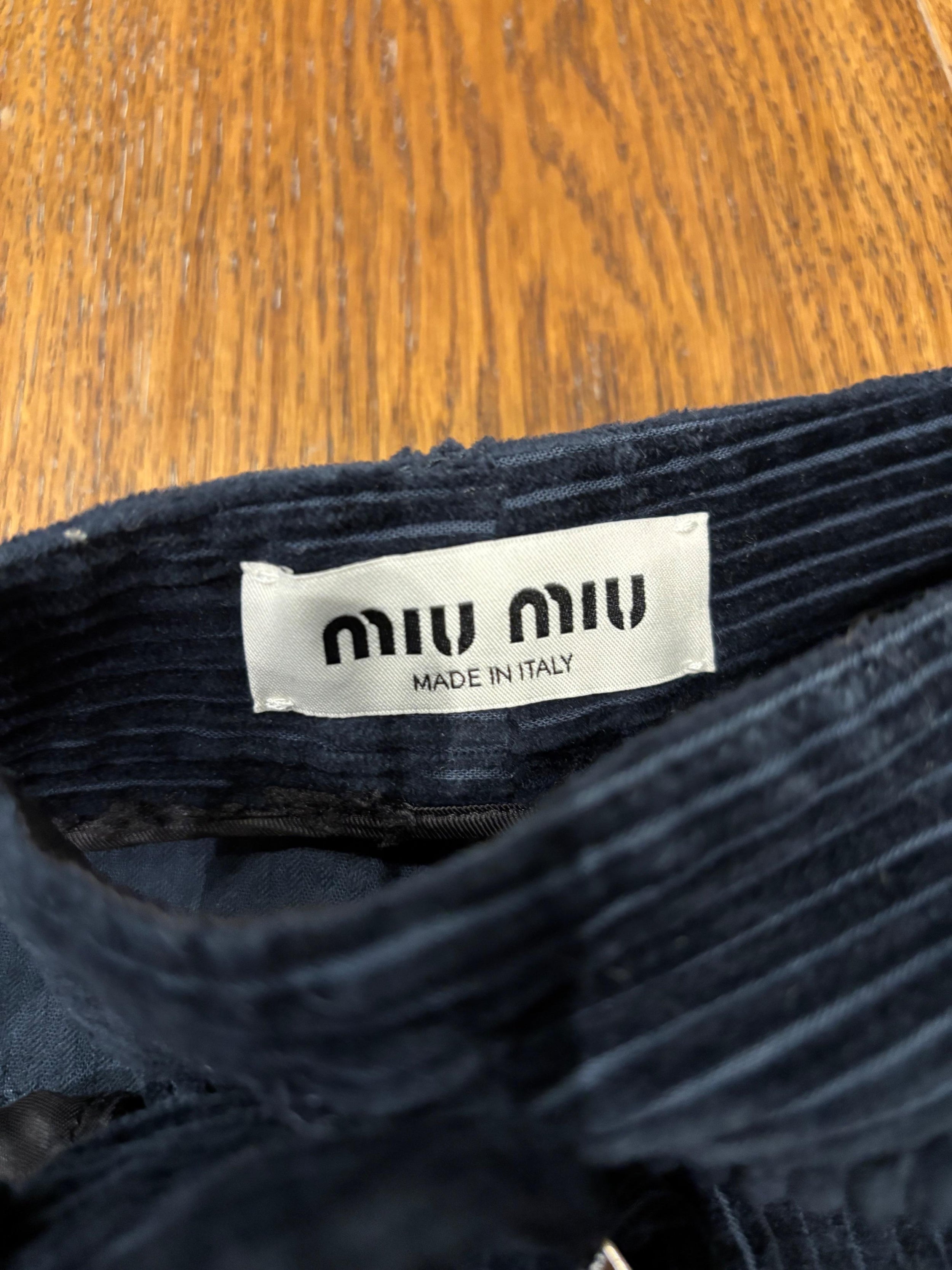 Miu Miu Navy Velvet Trousers