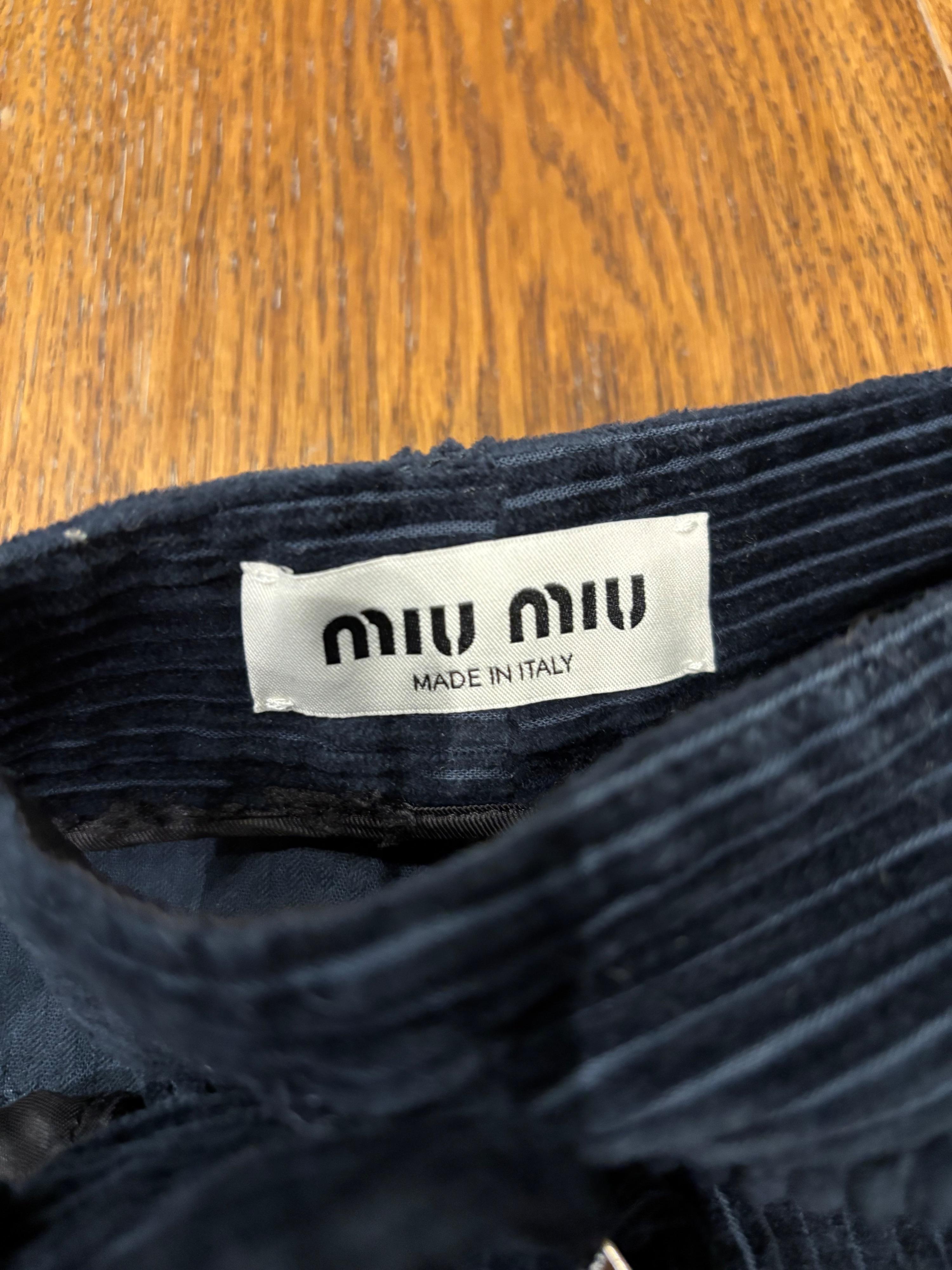 Miu Miu Navy Velvet Trousers