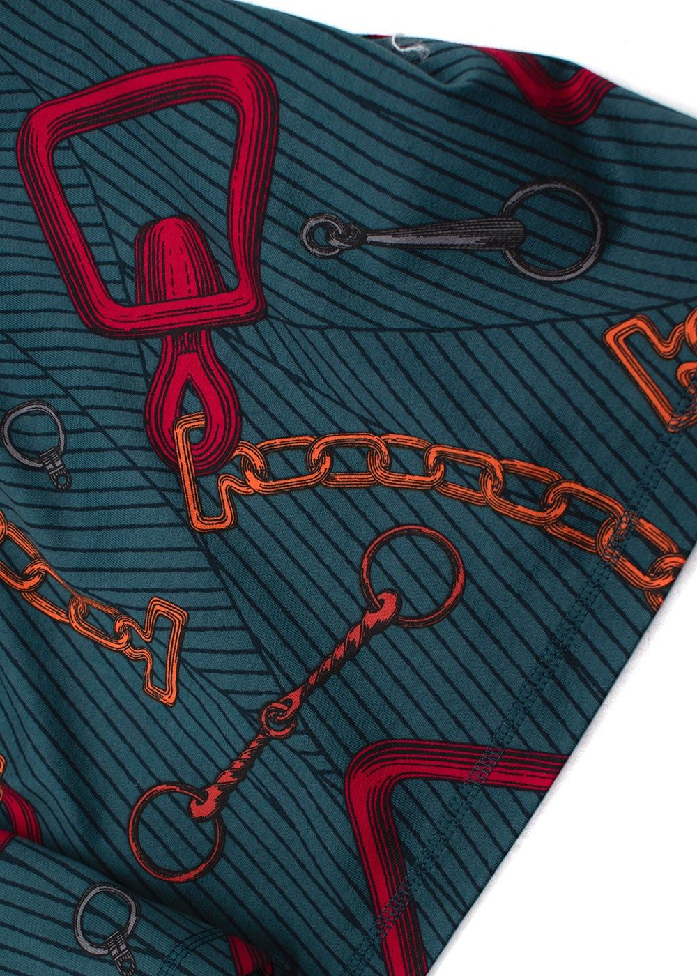 Hermes Teal Chain Print T-Shirt