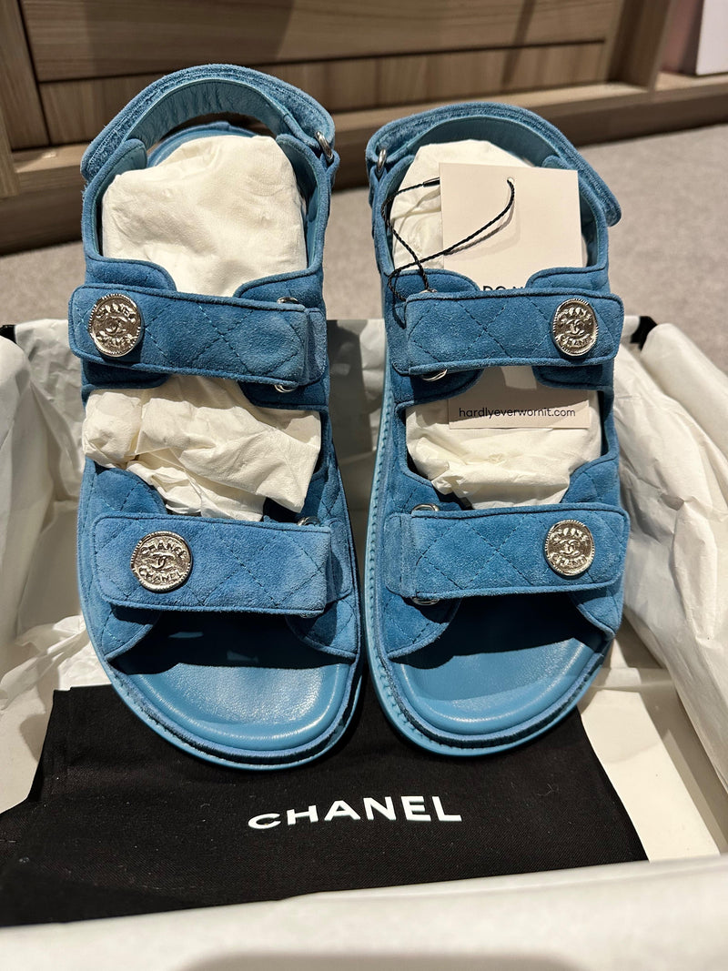 Chanel Blue Suede Dad Sandals