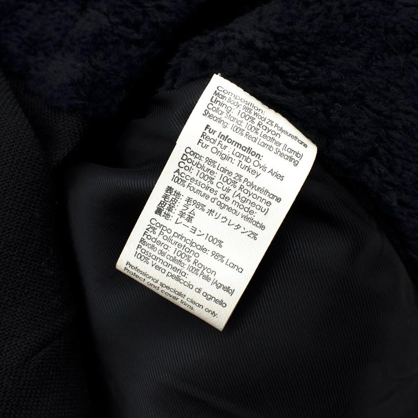 3.1 Phillip Lim Black & Midnight Blue Shearling Wool Jacket