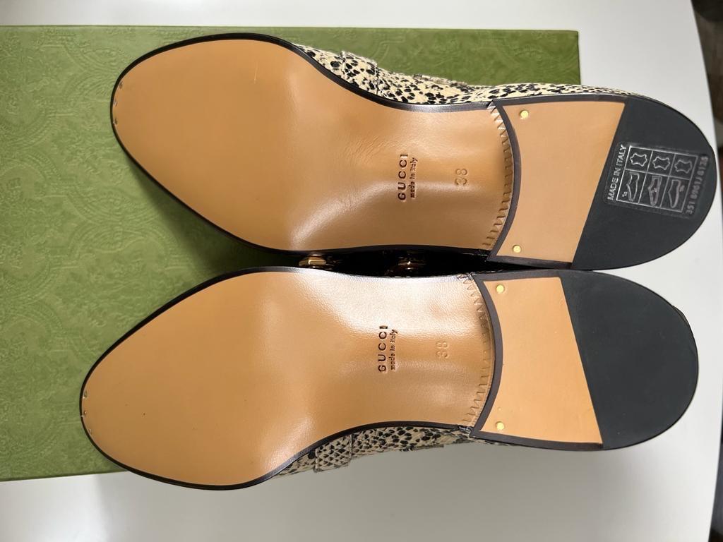 Gucci Neutral Snake-Effect Leather Ankle Boots