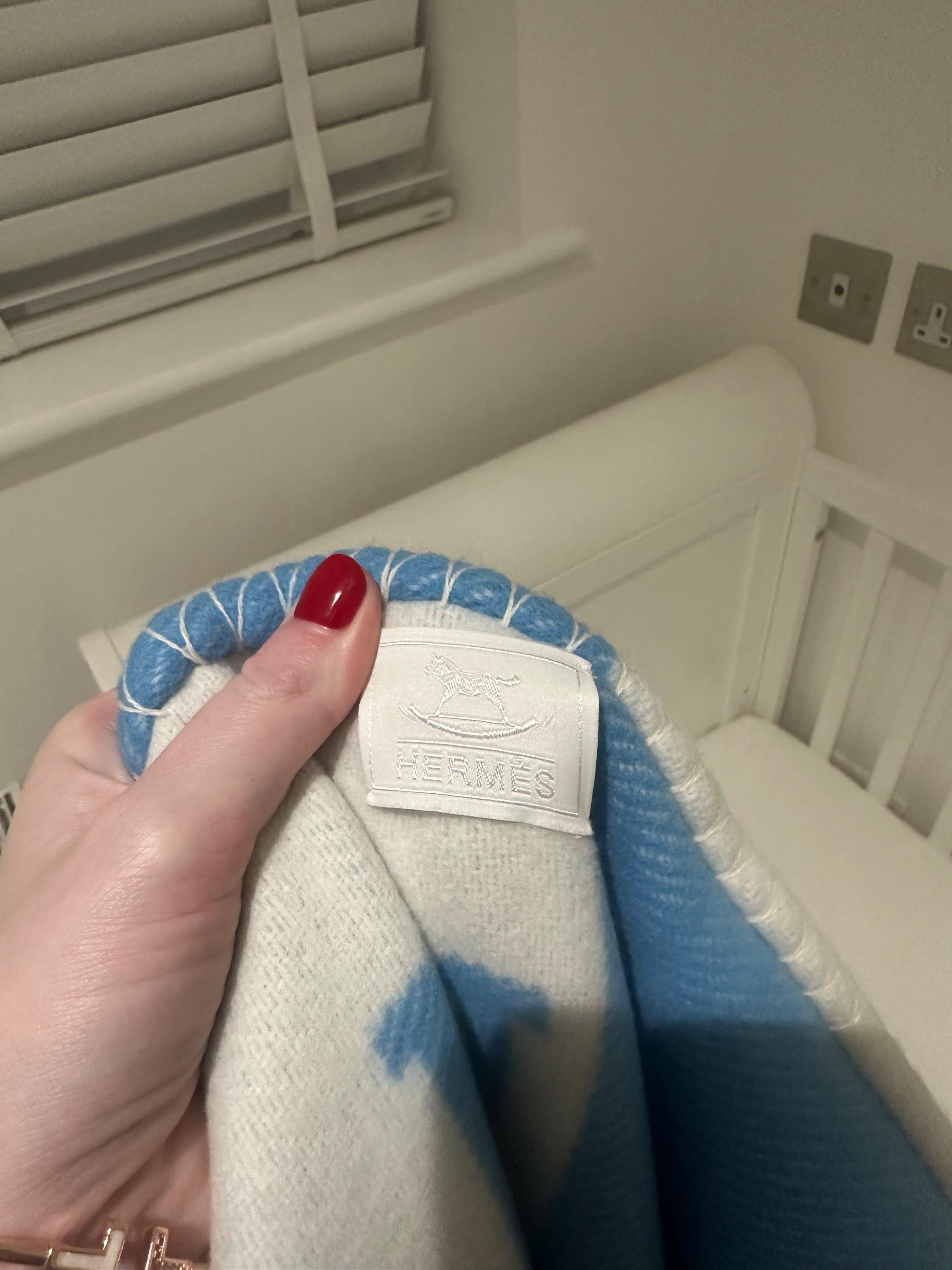 Blue and Cream Avalon Baby Blanket