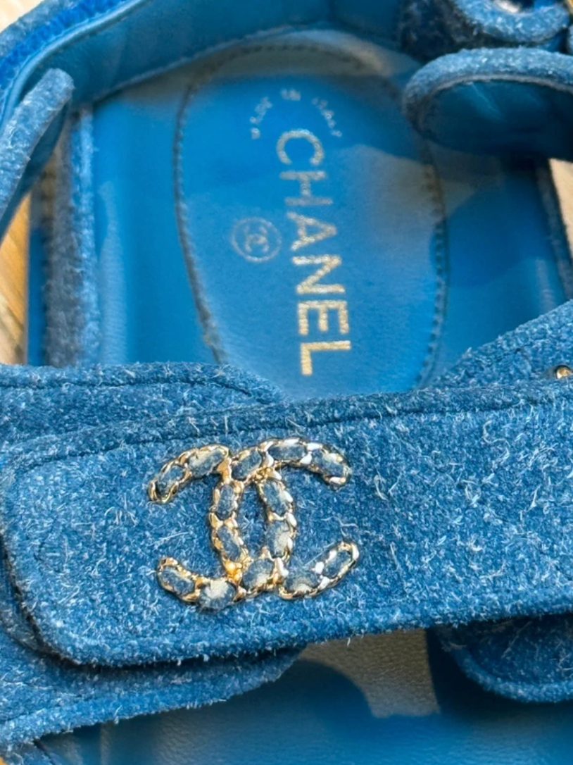 Chanel Blue  Denim Dad Sandals