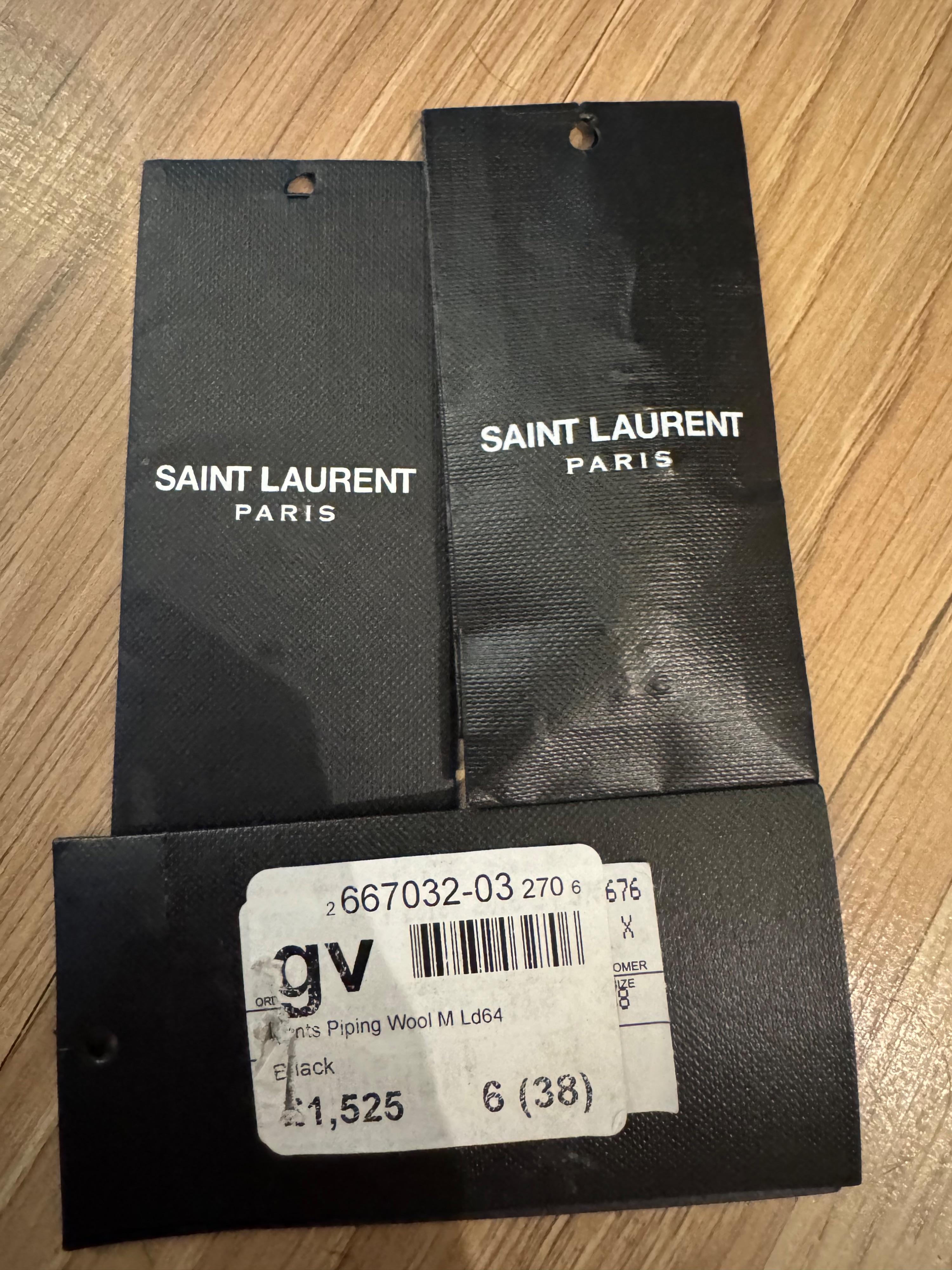 Saint Laurent Gold Trim Black Wool Coat