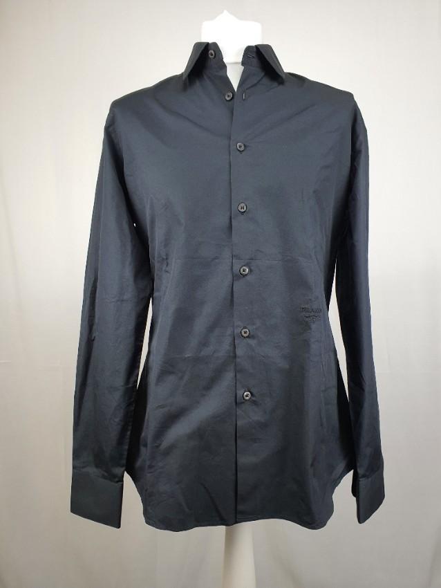 Prada Black Cotton Poplin Mens Shirt