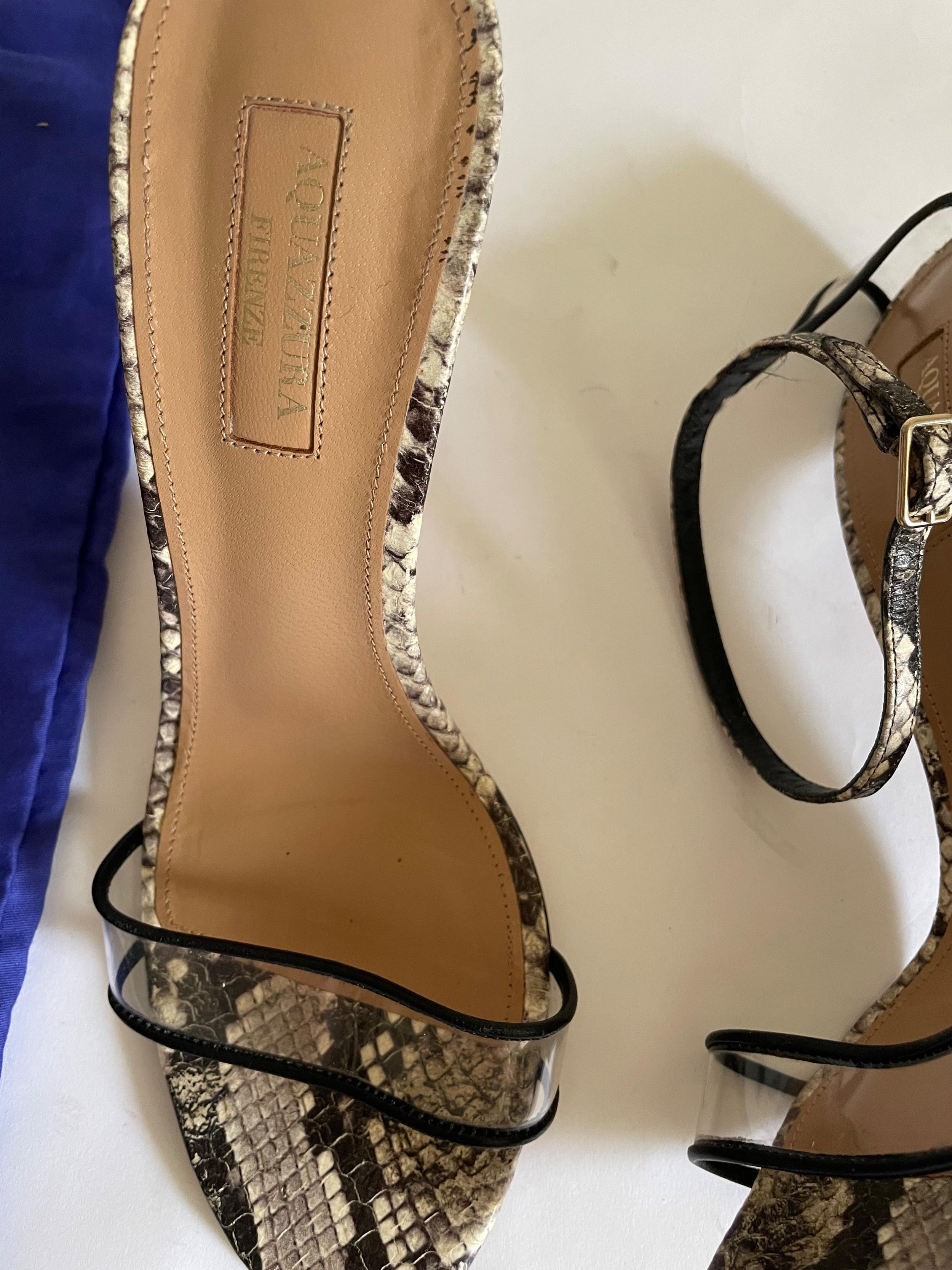 Snake Embossed Leather & PVC Sandals