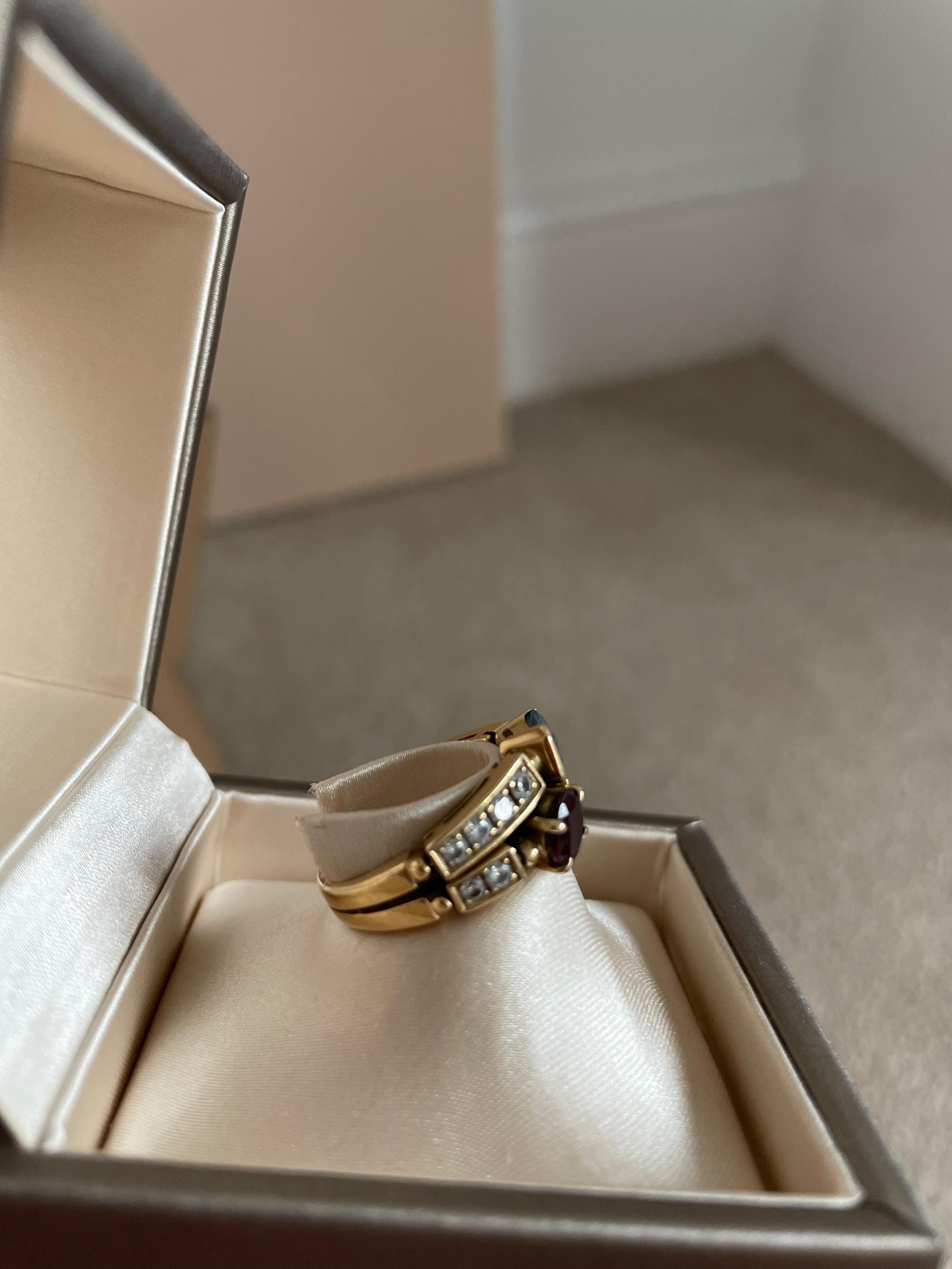 Bvlgari 18K Yellow Gold Allegra 2 Band Multi Gem Ring