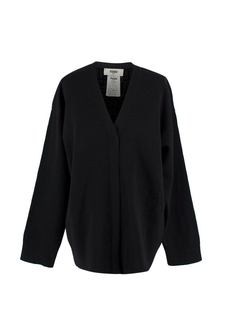 Fendi Black Knit Cardigan with Monogram Interior