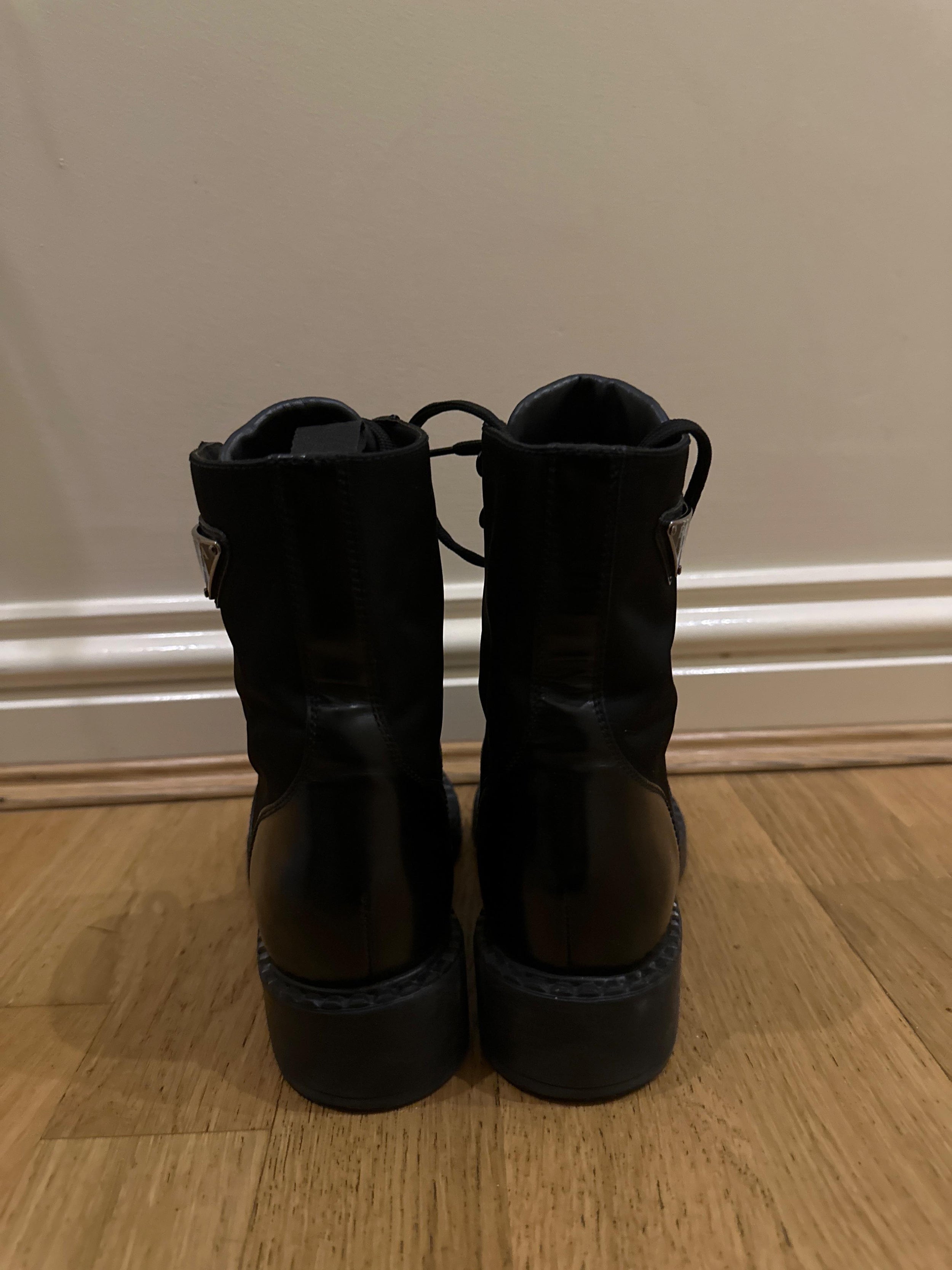Prada Black Re- Nylon Combat Boots