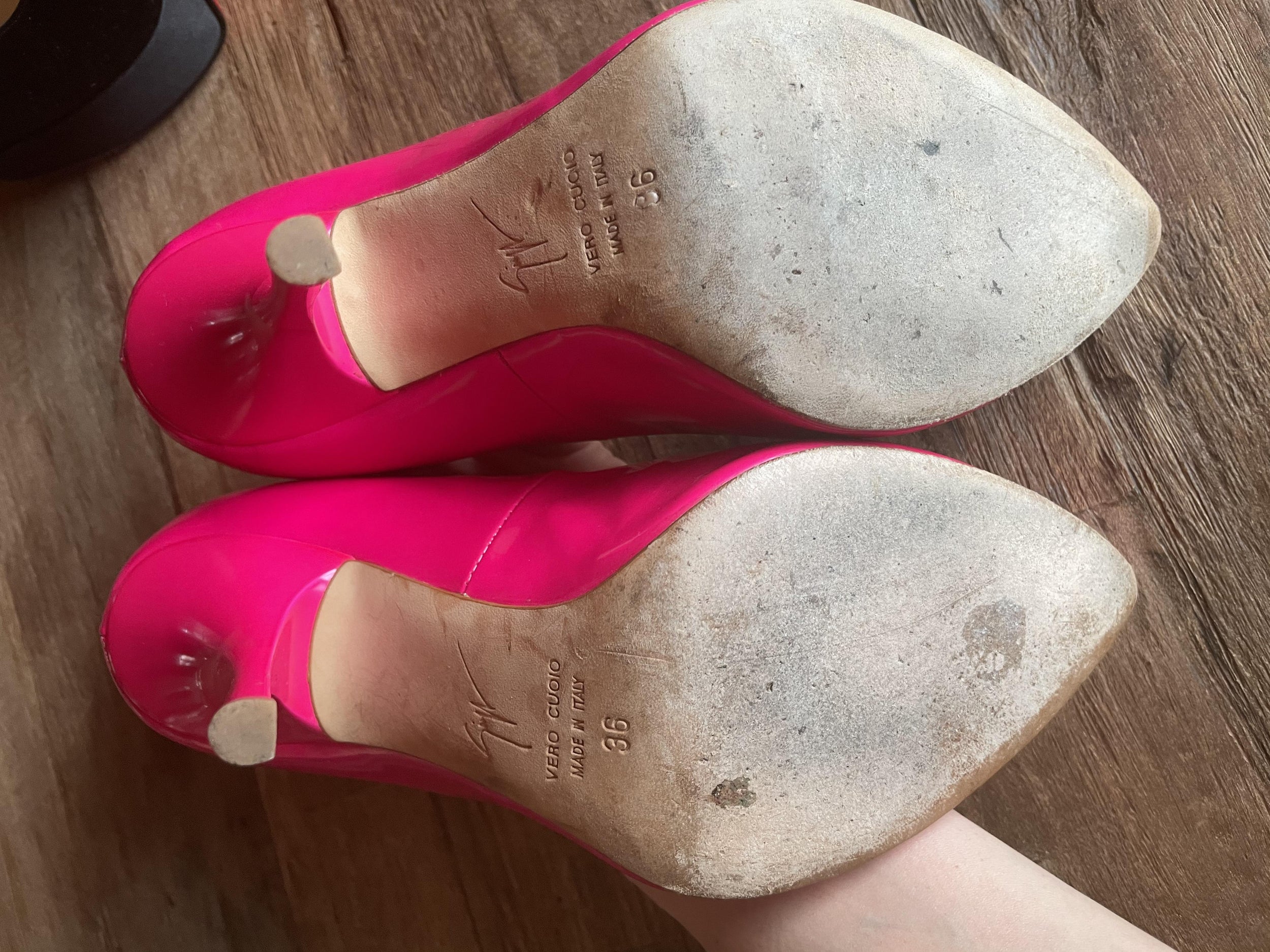 Giuseppe Zanotti Neon Fuchsia Patent Leather Pumps