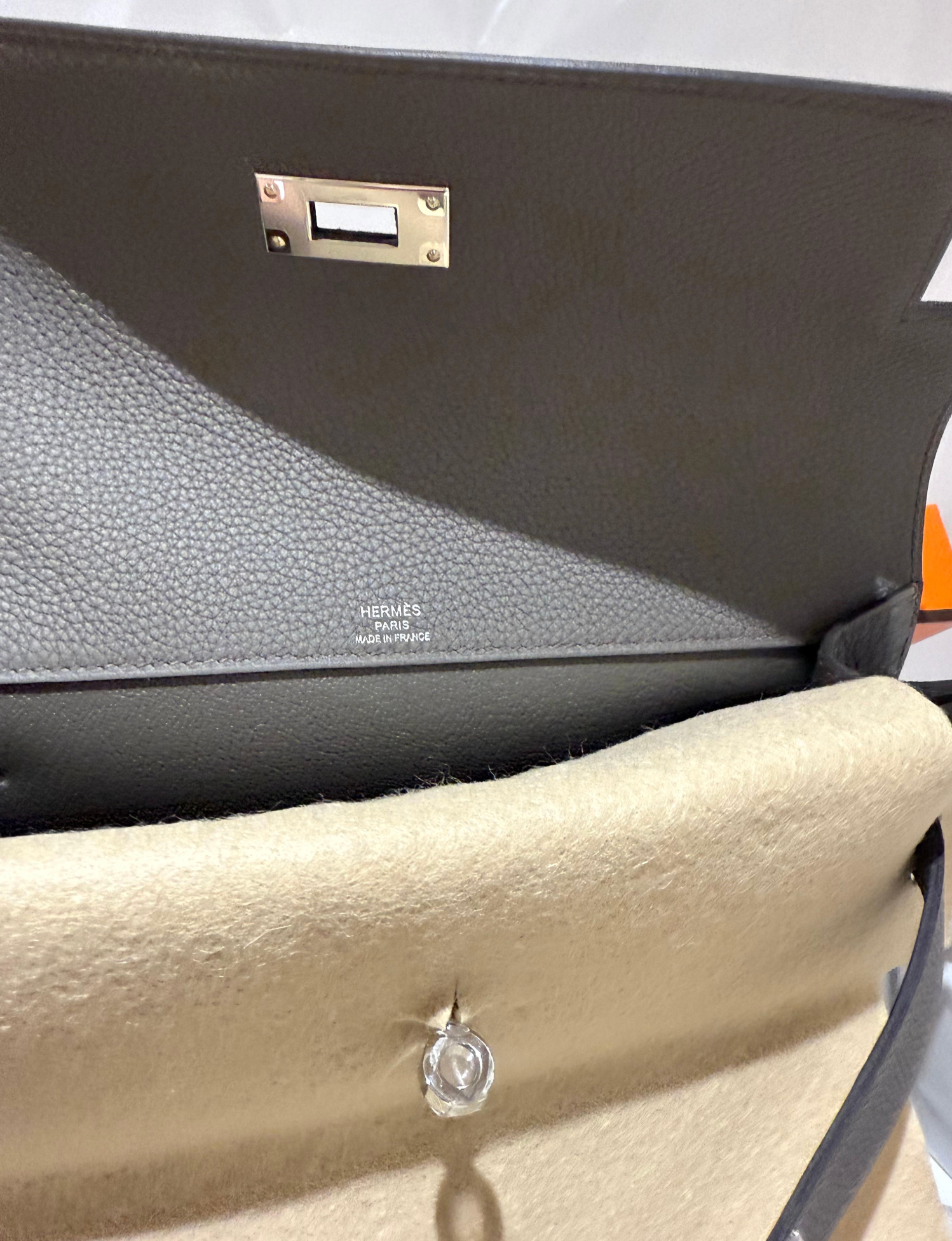 Hermes Kelly Etain Togo Depeches 25 Pouch Bag