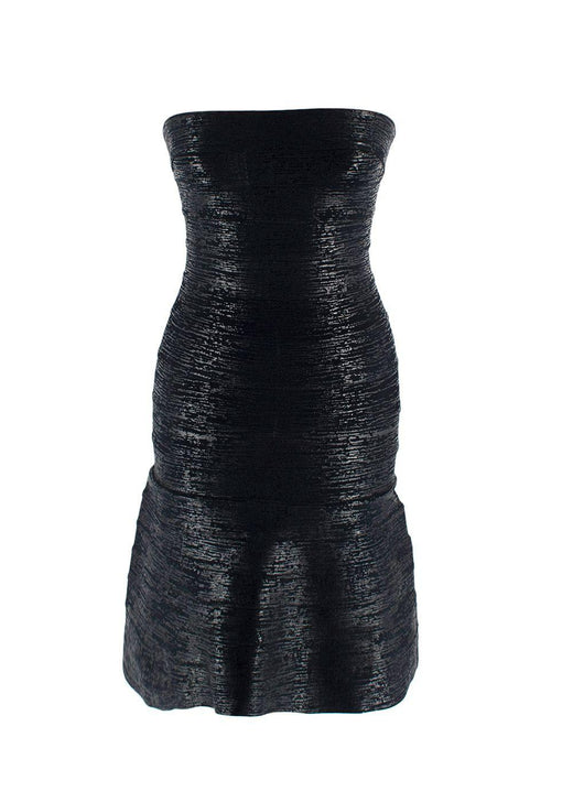 Herve Leger Black Strapless Mini Dress