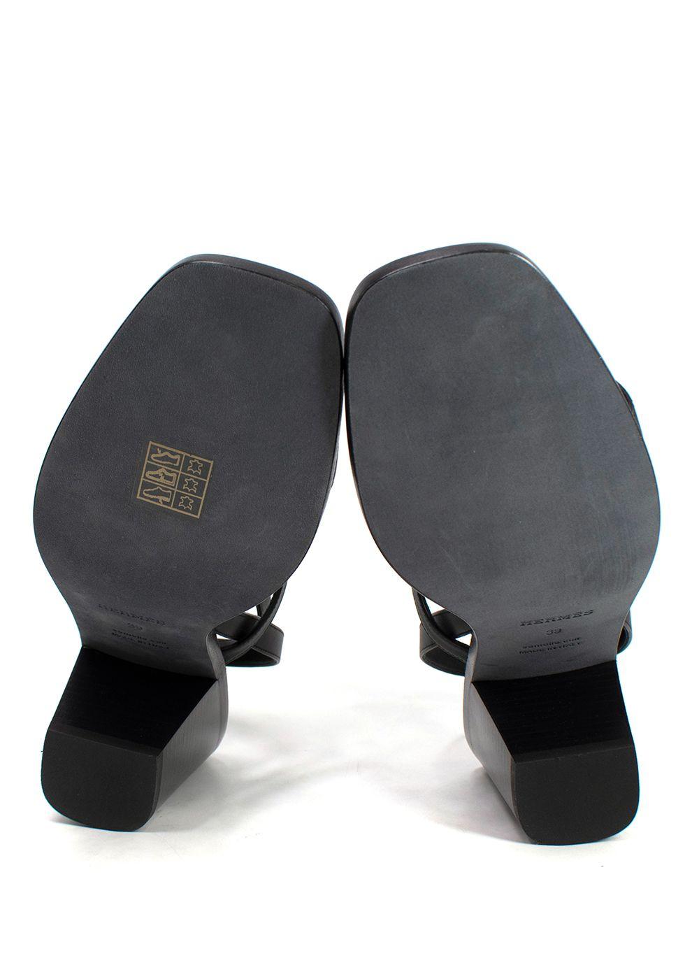 Hermes Black Leather Ivresse Sandals