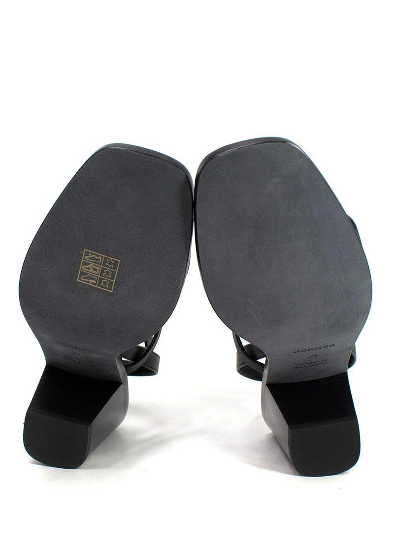 Hermes Black Leather Ivresse Sandals