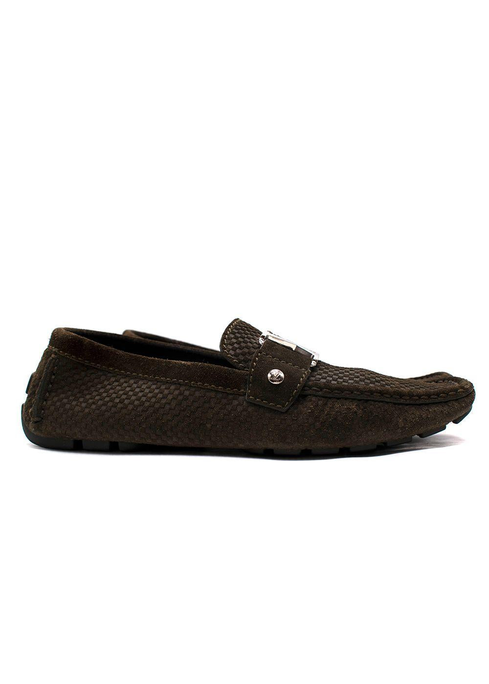Louis Vuitton Khaki Suede Monte Carlo Slip On Loafers