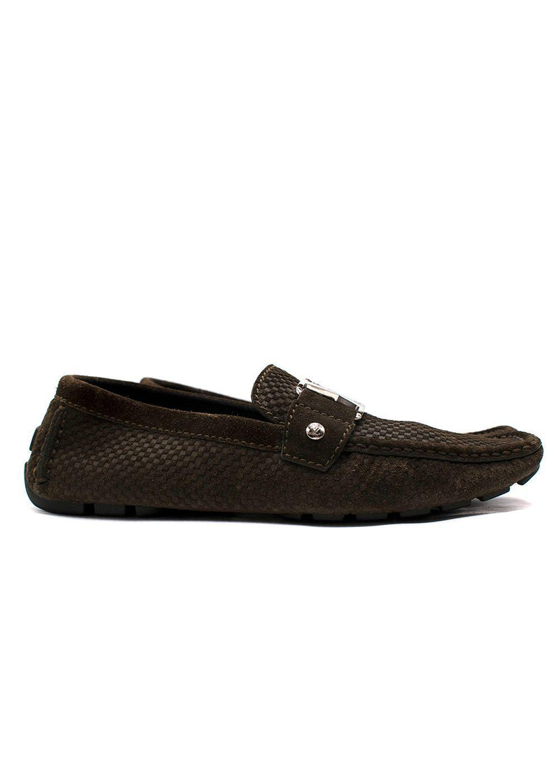 Louis Vuitton Khaki Suede Monte Carlo Slip On Loafers