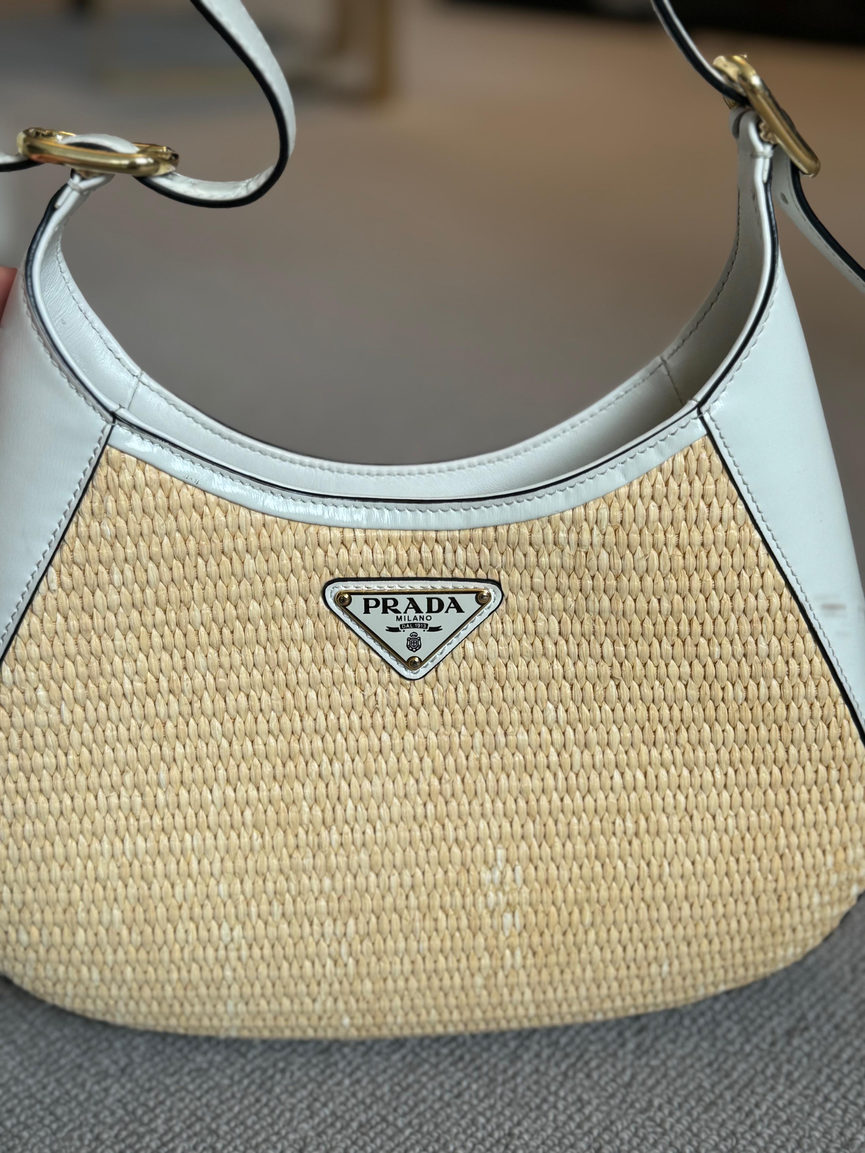 Prada Natural Raffia Cleo Shoulder Bag