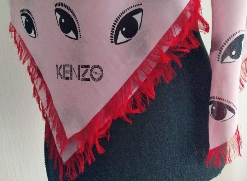 Kenzo Contrasted Multieyes Silk Blend Scarf