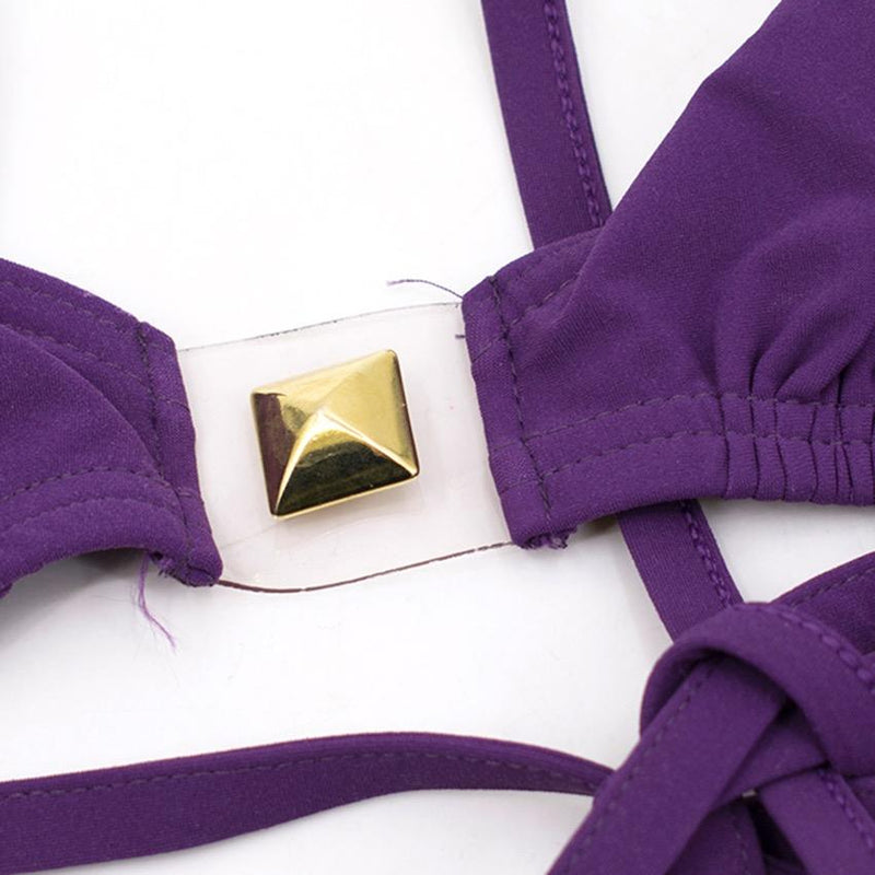 Tooshie Purple Tringle Bikini Set with Studs