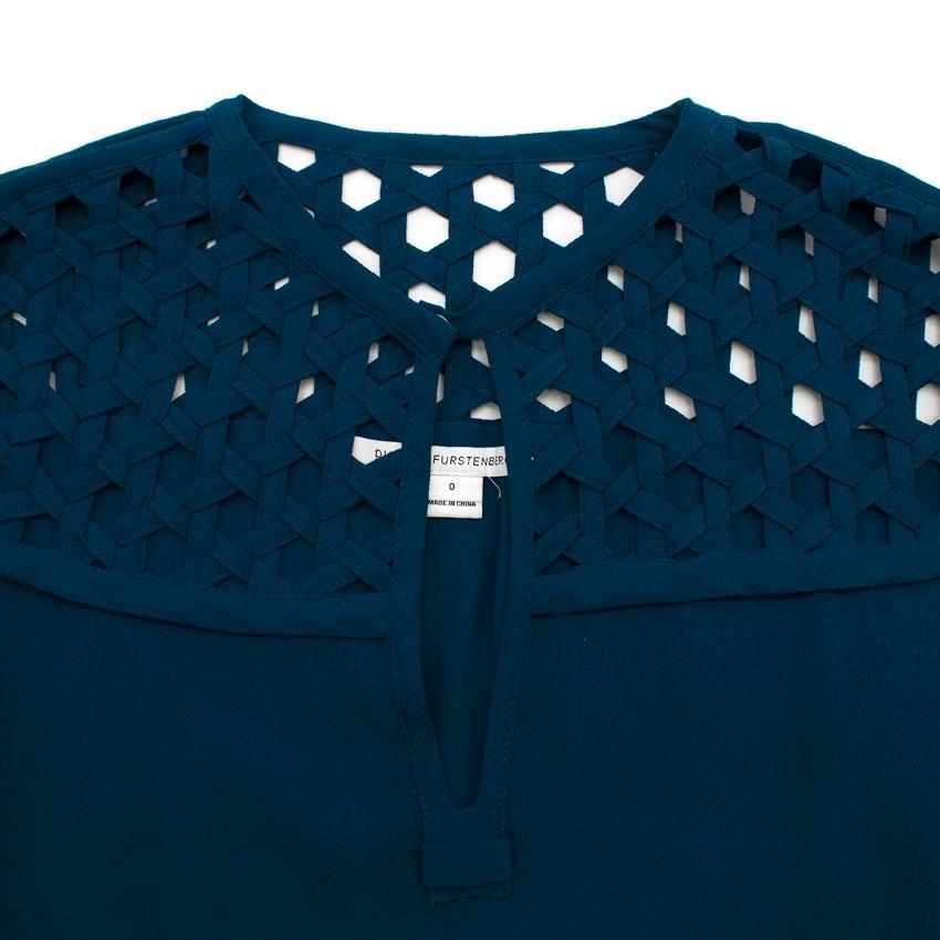 Diane von Furstenberg Blue Net Trim Dress