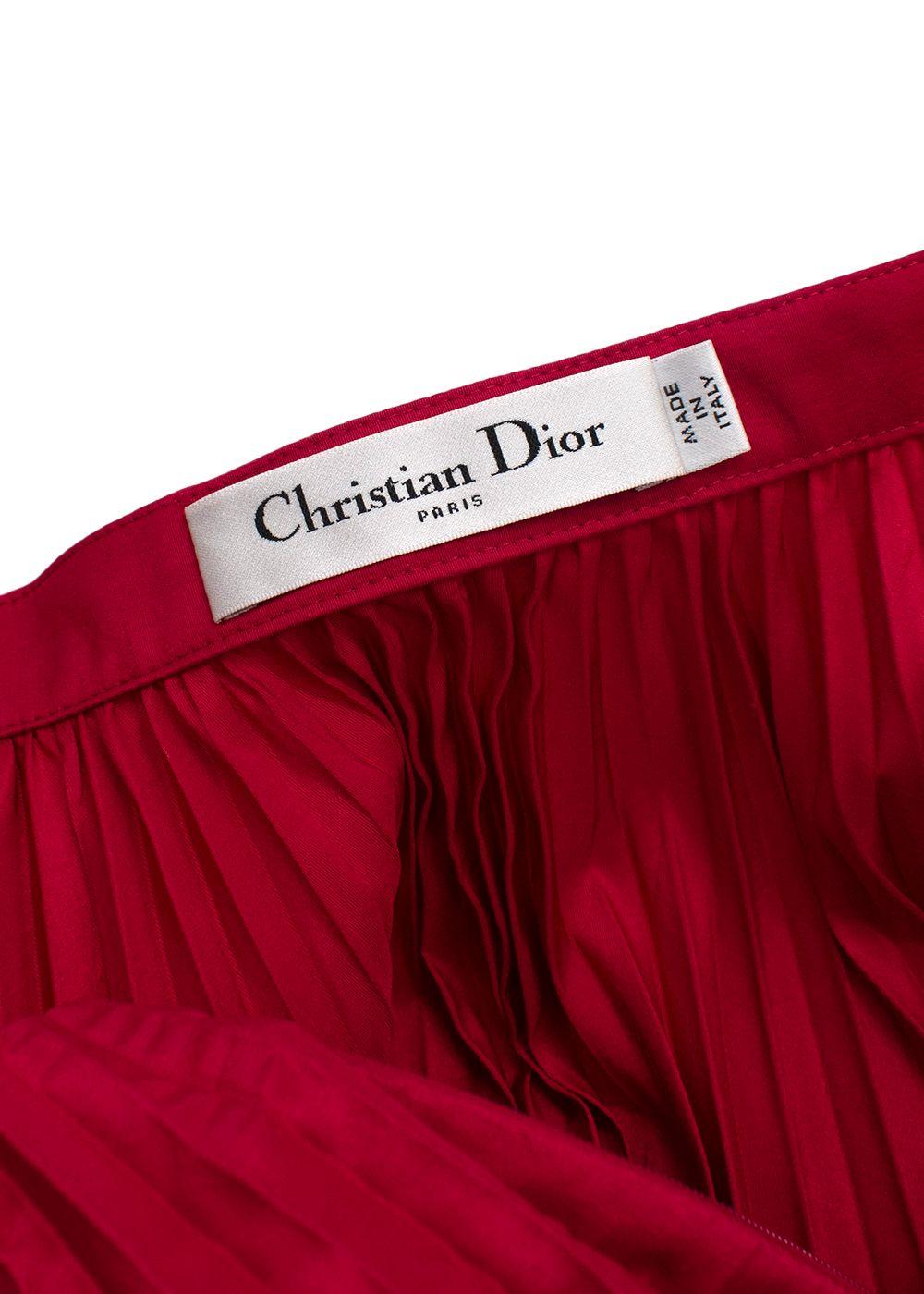 Christian Dior Pink Pleated  Silk Midi Skirt