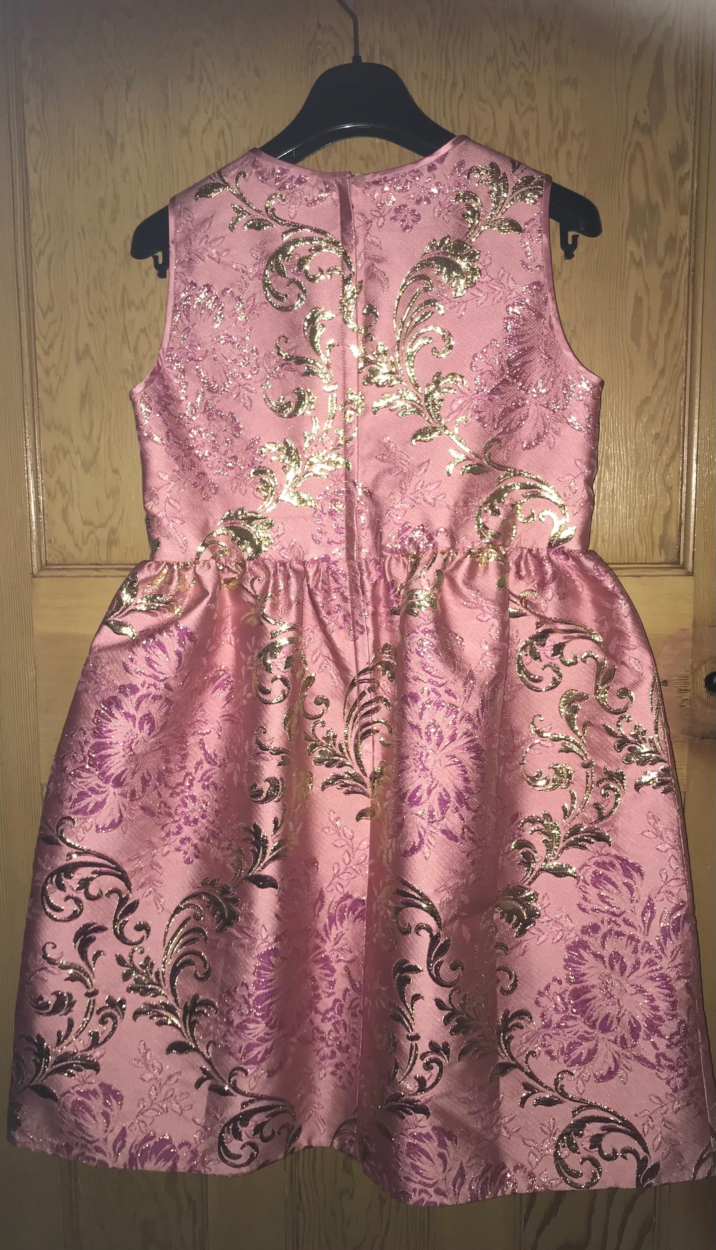 Dolce & Gabbana Kids 11/12Y Pink Brocade Dress