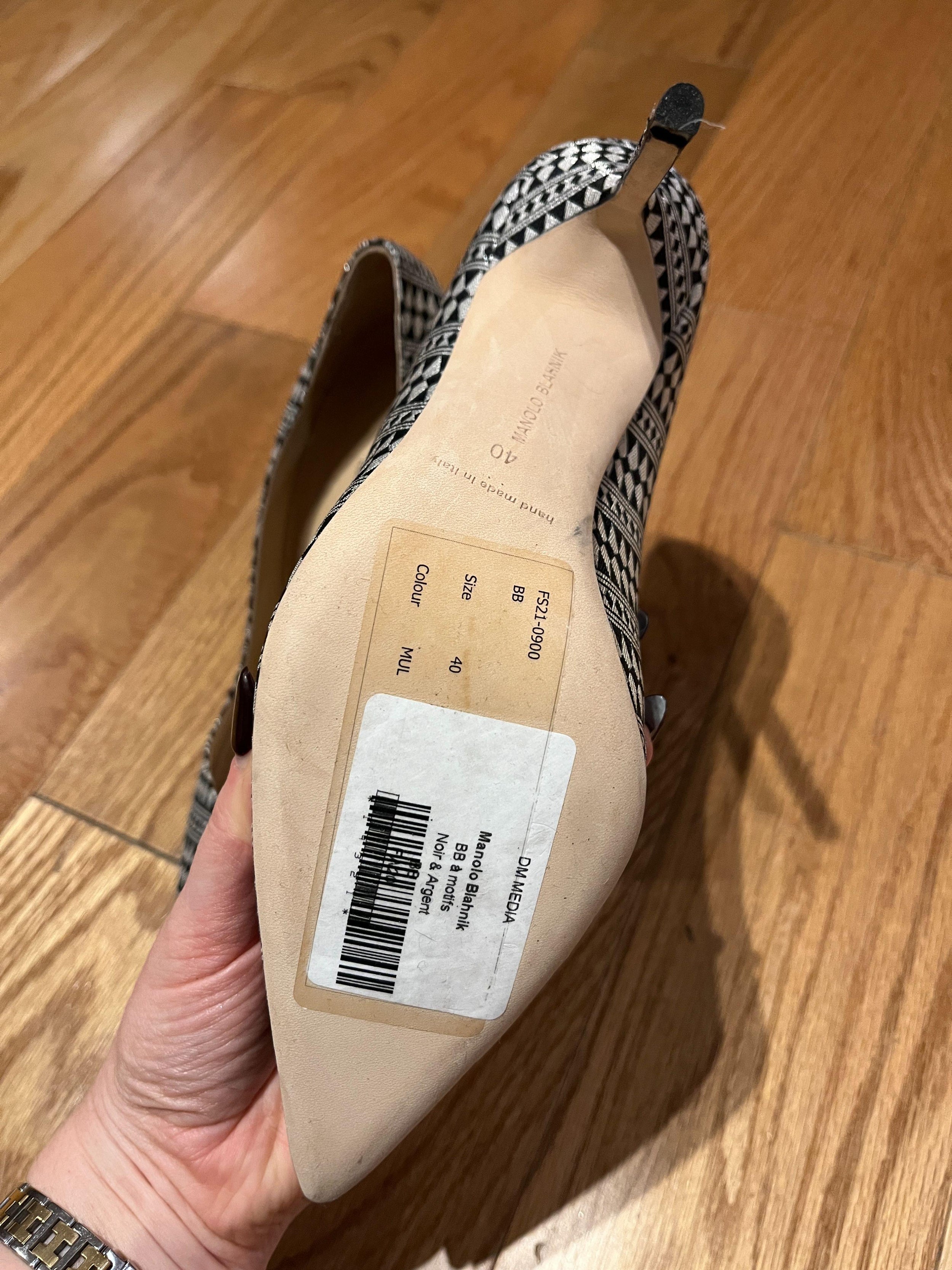 Black and Silver BB Geometric Pumps
