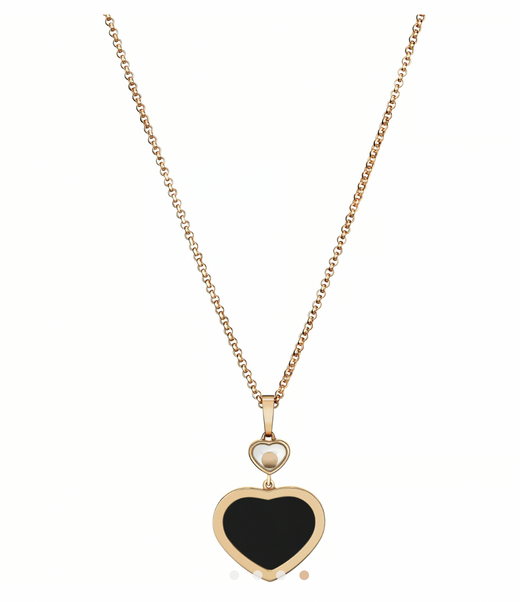 Rose Gold Black Happy Hearts Pendant Necklace