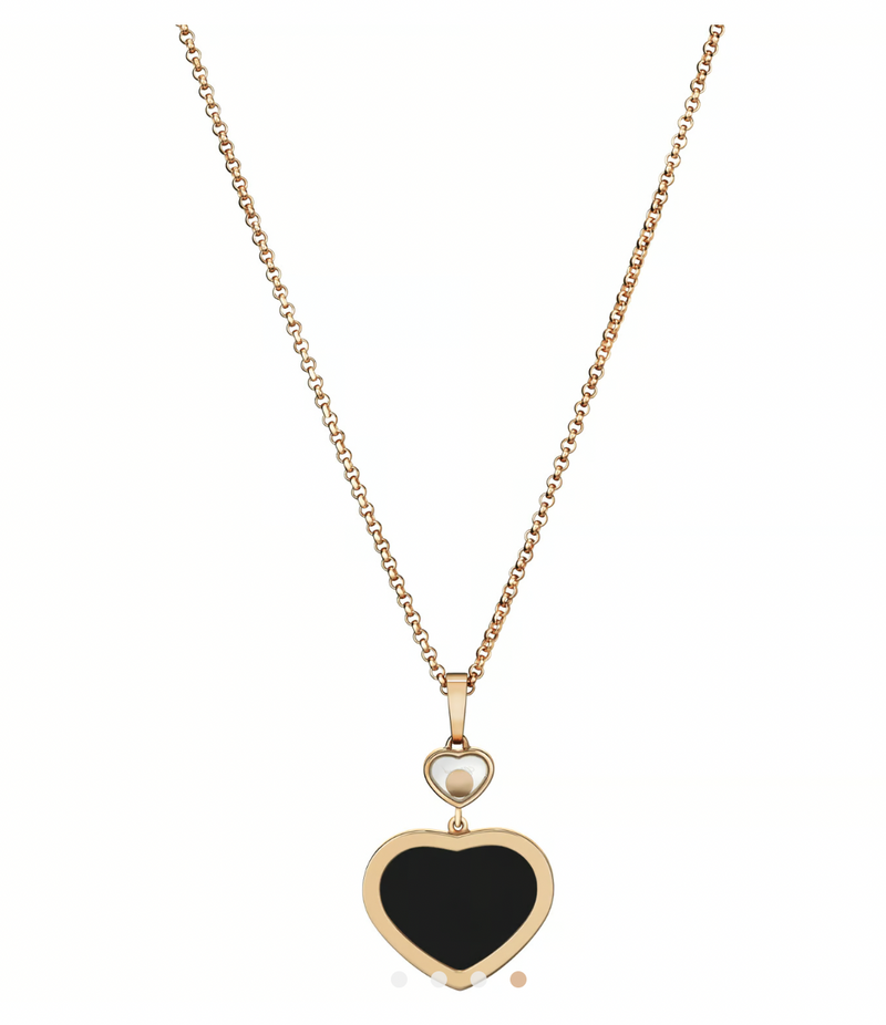 Rose Gold Black Happy Hearts Pendant Necklace
