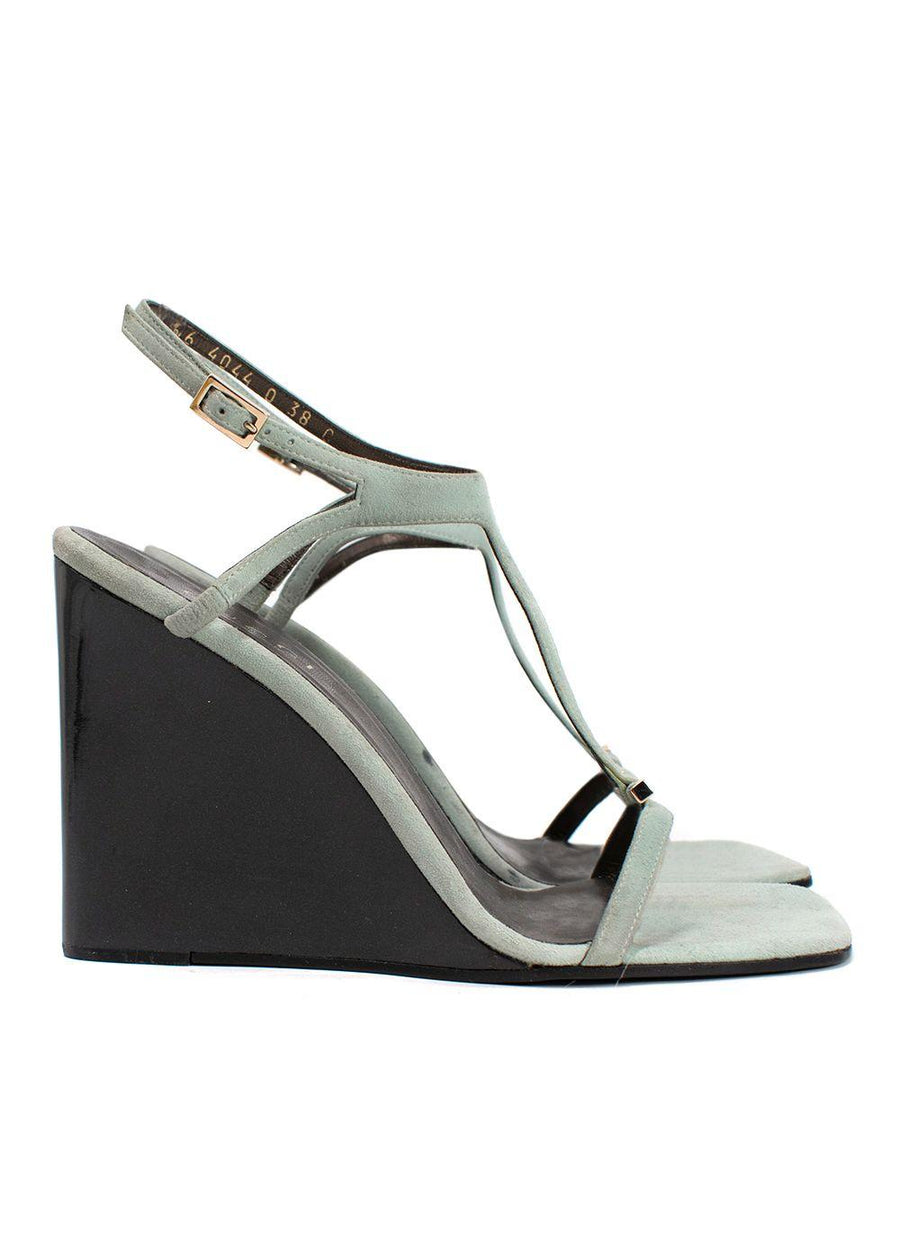 Gucci Turquoise Suede Wedges