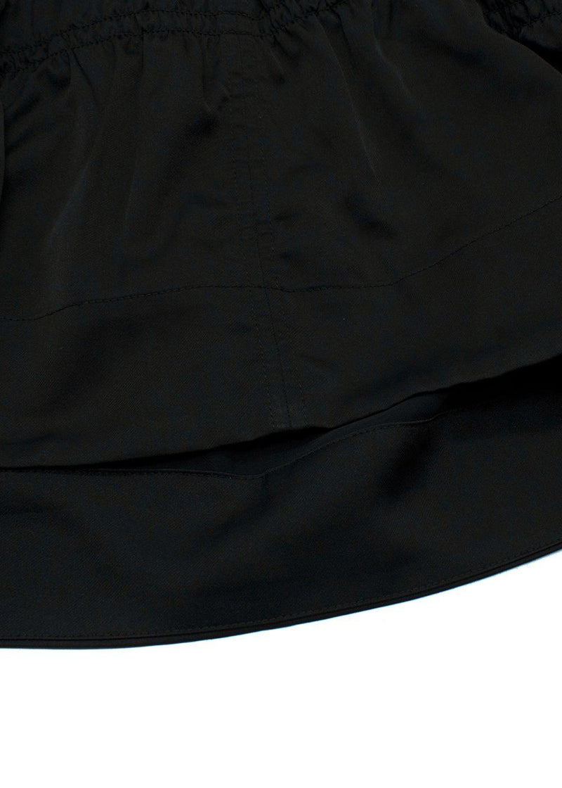 Ganni Black V Neck Ruched Blouse