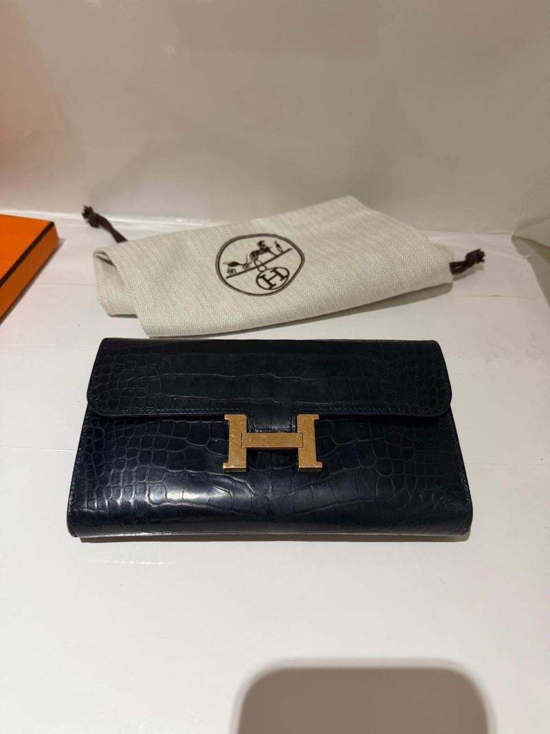 Hermes Alligator Black Constance Wallet