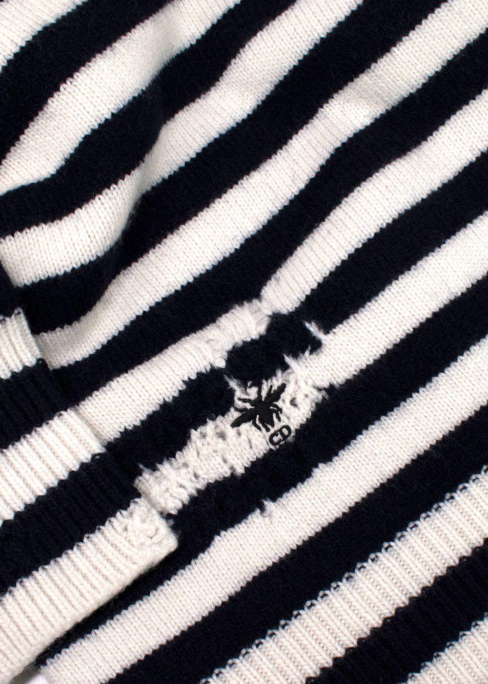 Dior Wool And Cashmere Fantaisie Blanc Distressed Jumper