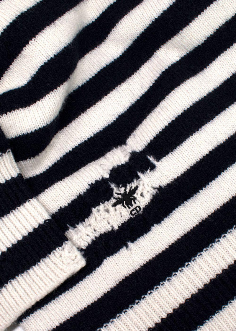 Dior Wool And Cashmere Fantaisie Blanc Distressed Jumper