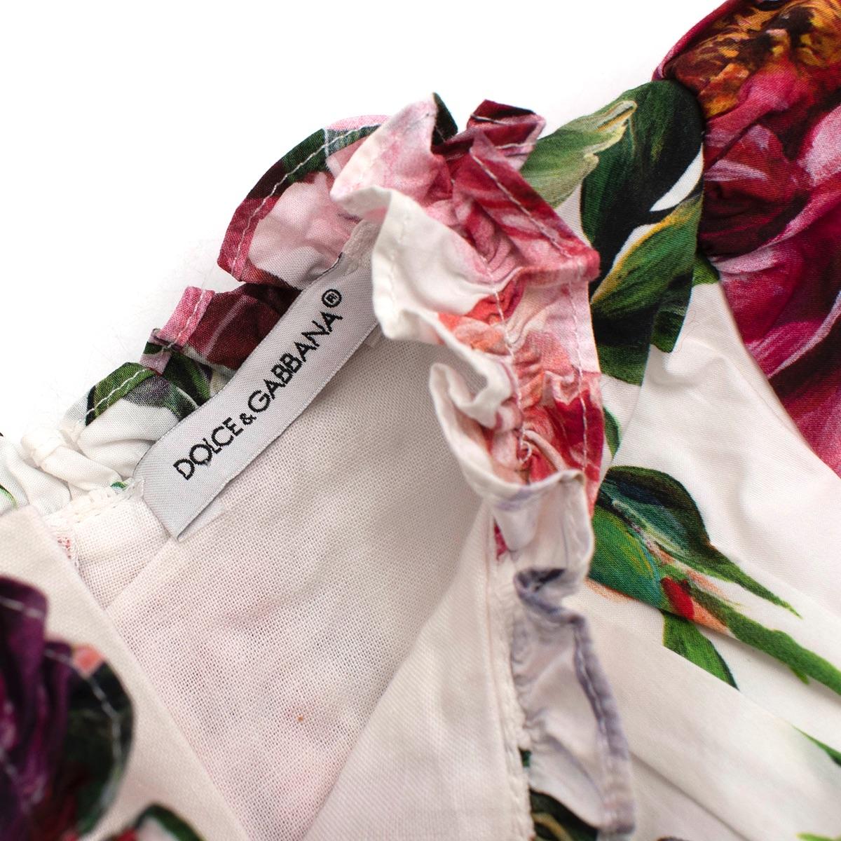White Rose Print Cotton Dress & Bloomers