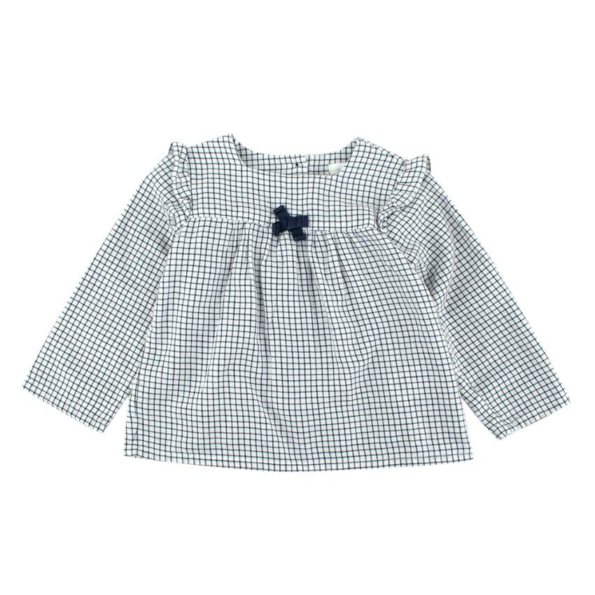 Marie Chantal White/Navy Check Cotton Long Sleeve Shirt