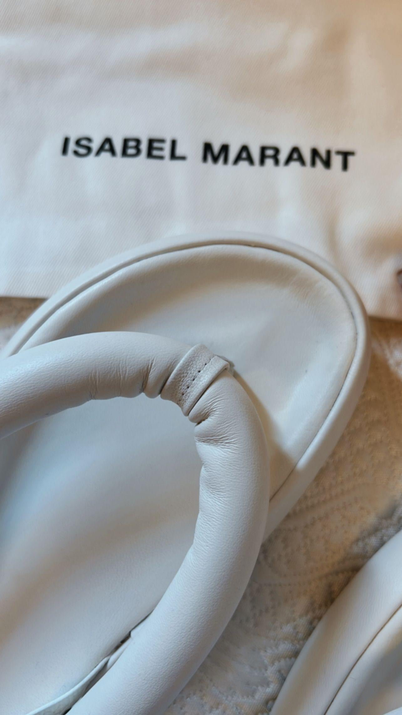 Isabel Marant White Leather “Orene” Platform Sandals